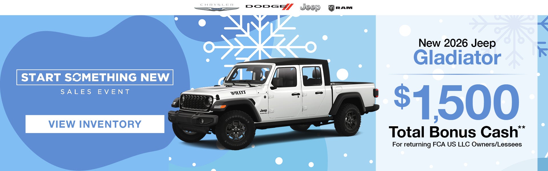 New 2026 Jeep Gladiator $1,500 Total Bonus Cash**