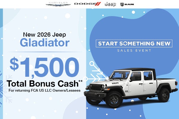 New 2026 Jeep Gladiator $1,500 Total Bonus Cash**
