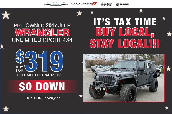 Pre-Owned 2017 Jeep Wrangler Unlimited Sport 4x4
