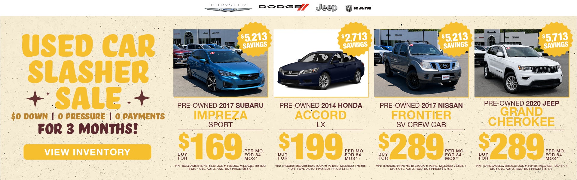 Used Car Slasher Sale
