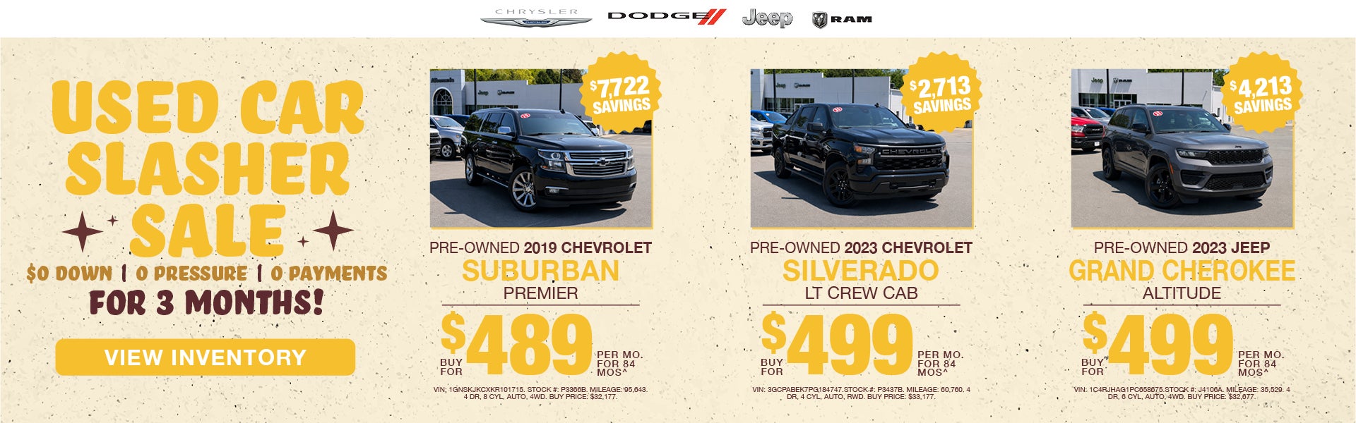 Used Car Slasher Sale