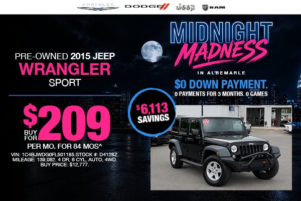 Pre-Owned 2015 JEEP WRANGLER SPORT 