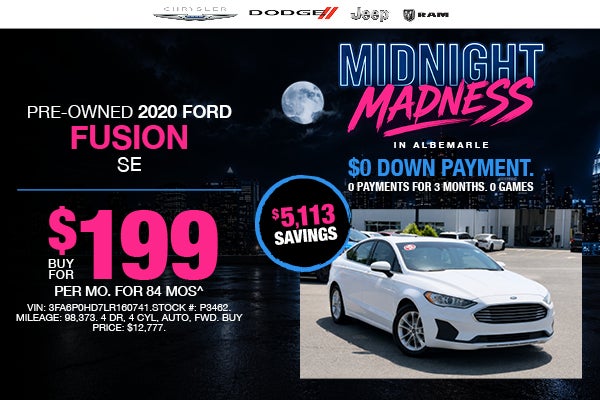 Pre-Owned 2020 FORD FUSION SE $199