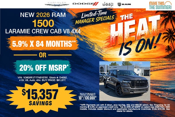 New 2026 RAM 1500 LARAMIE CREW CAB