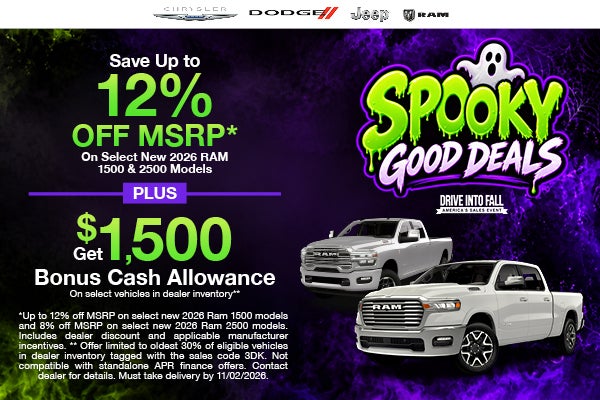 Save Up to 12% Off MSRP* On Select New 2026 RAM 1500 & 2500 